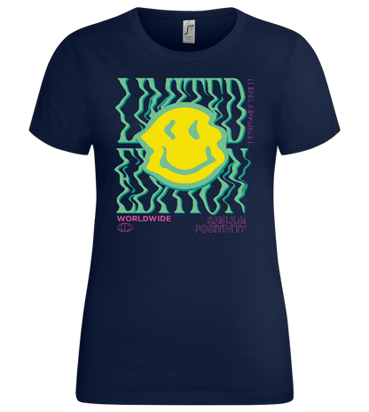 Wavy Smiley Design - Premium women's t-shirt_MARINE_front