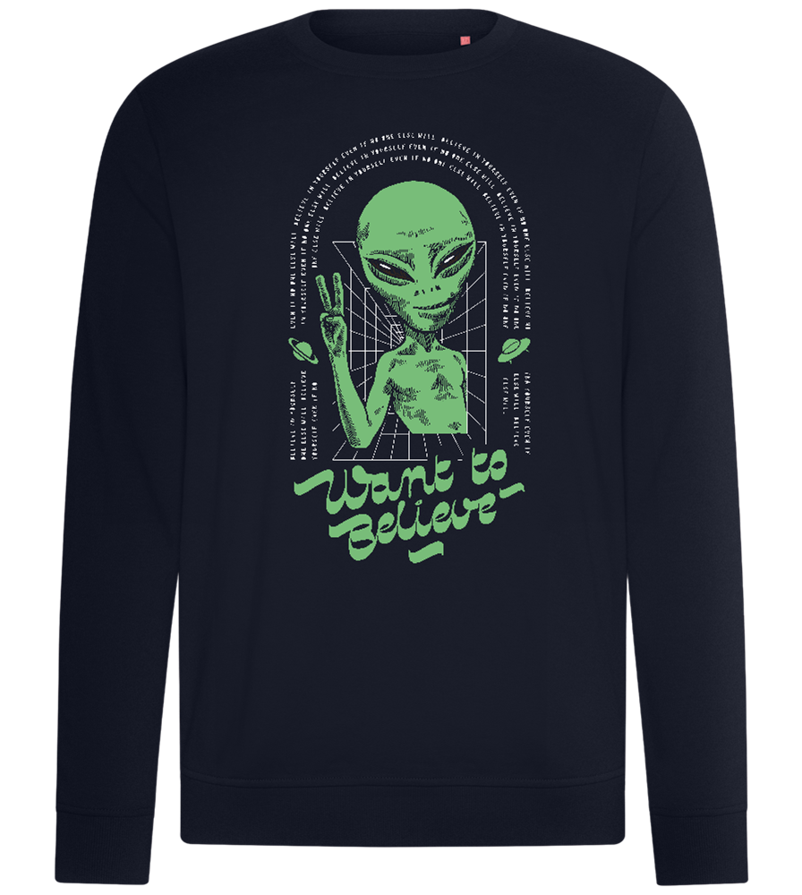 Want To Believe Alien Design - Comfort unisex sweater_FRENCH NAVY_front