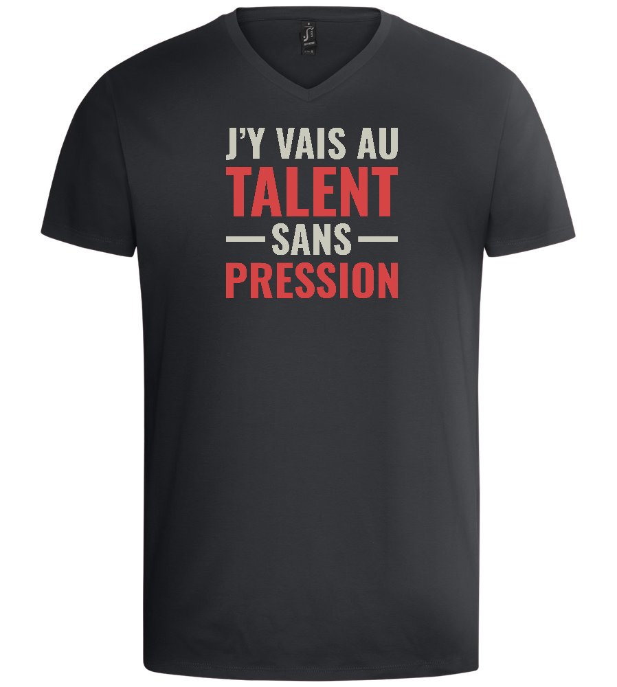 J'y Vais au Talent Sans Pression Design - Basic men's v-neck t-shirt_DARK GRAY_front