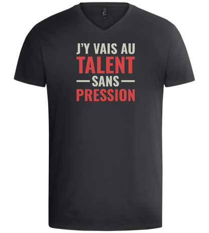 J'y Vais au Talent Sans Pression Design - Basic men's v-neck t-shirt_DARK GRAY_front