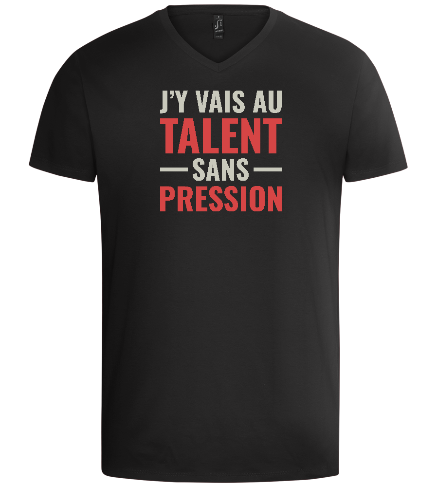 J'y Vais au Talent Sans Pression Design - Basic men's v-neck t-shirt_DEEP BLACK_front