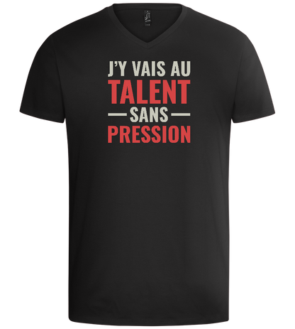 J'y Vais au Talent Sans Pression Design - Basic men's v-neck t-shirt_DEEP BLACK_front