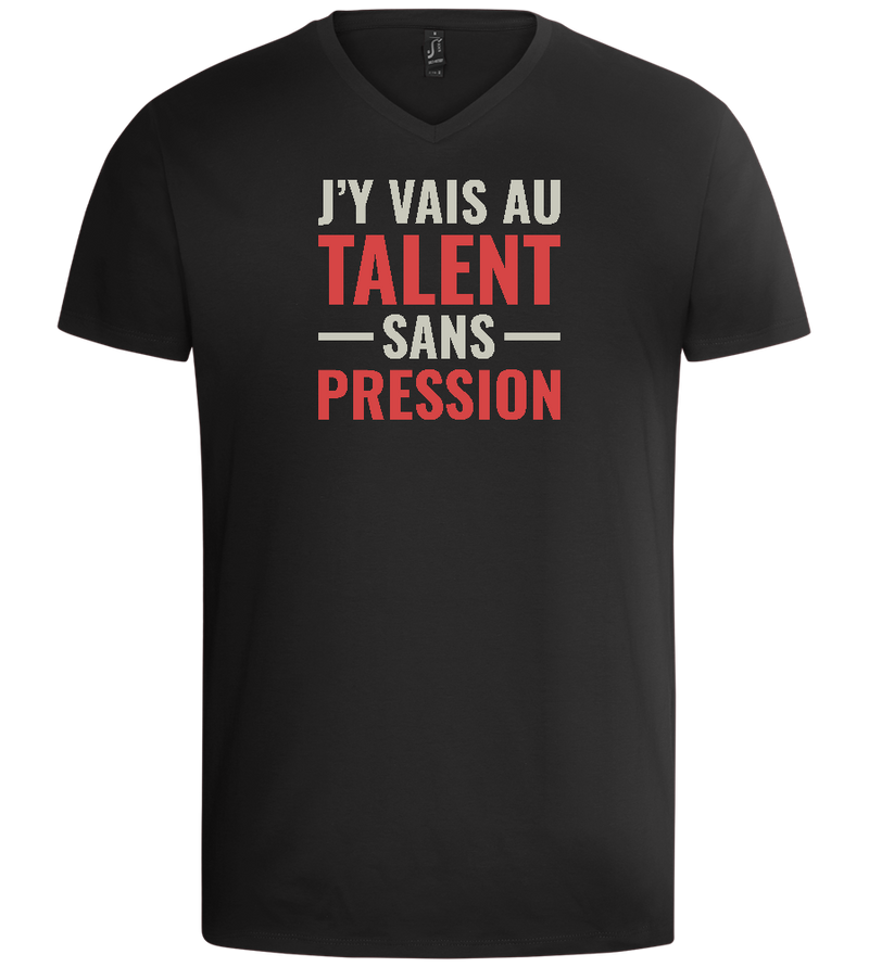 J'y Vais au Talent Sans Pression Design - Basic men's v-neck t-shirt_DEEP BLACK_front