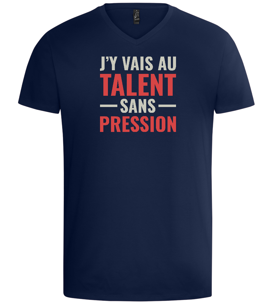 J'y Vais au Talent Sans Pression Design - Basic men's v-neck t-shirt_MARINE_front