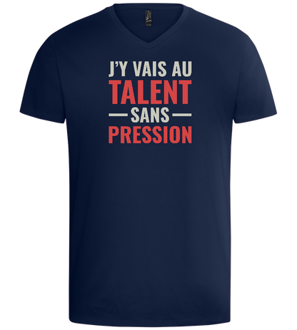 J'y Vais au Talent Sans Pression Design - Basic men's v-neck t-shirt_MARINE_front