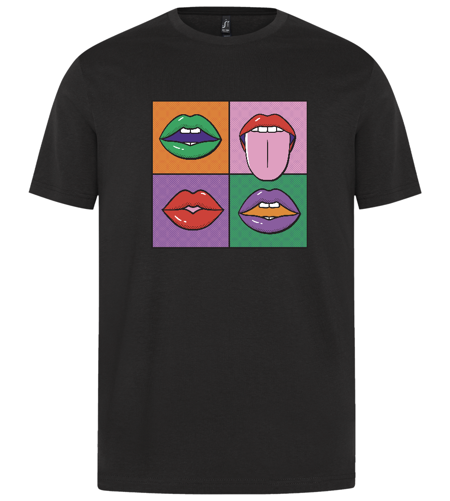 Pop Art Mouths Design - Premium unisex regular fit t-shirt_CHARCOAL MELANGE_front