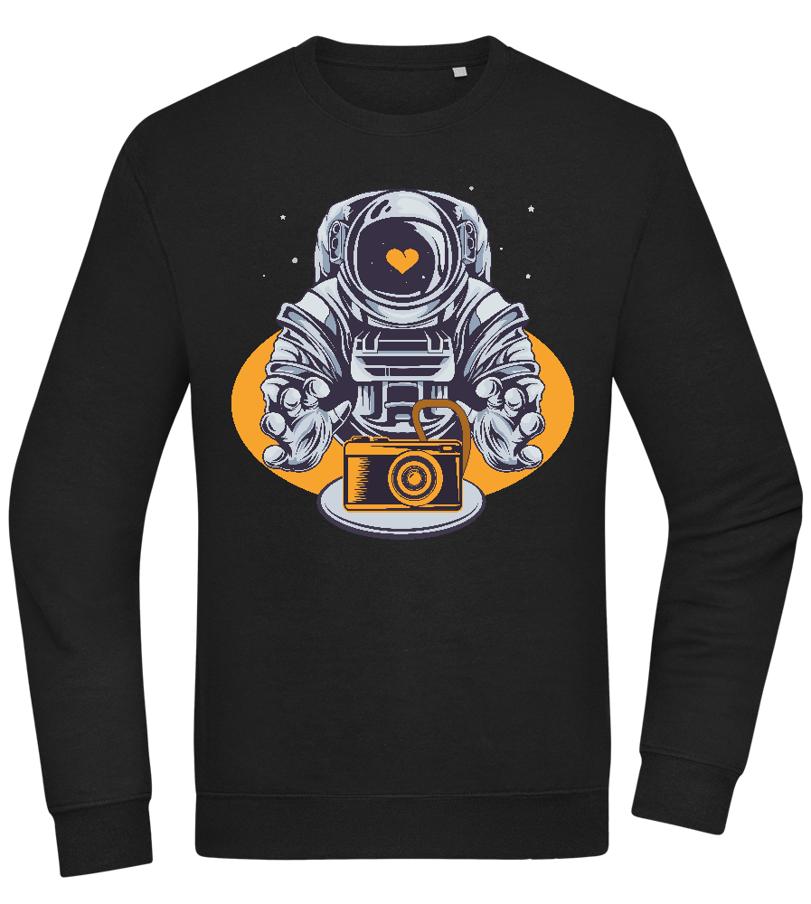 Spaceman Camera Design - Comfort Essential Unisex Sweater_BLACK_front