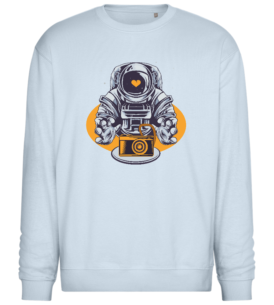 Spaceman Camera Design - Comfort Essential Unisex Sweater_CREAMY BLUE_front