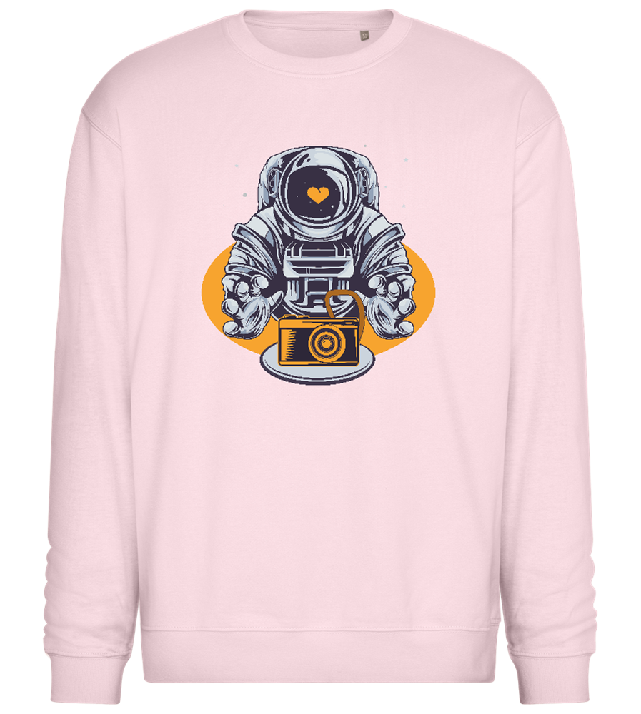 Spaceman Camera Design - Comfort Essential Unisex Sweater_LIGHT PEACH ROSE_front