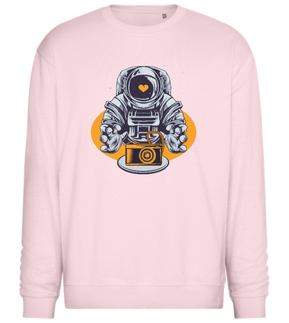 Spaceman Camera Design - Comfort Essential Unisex Sweater_LIGHT PEACH ROSE_front