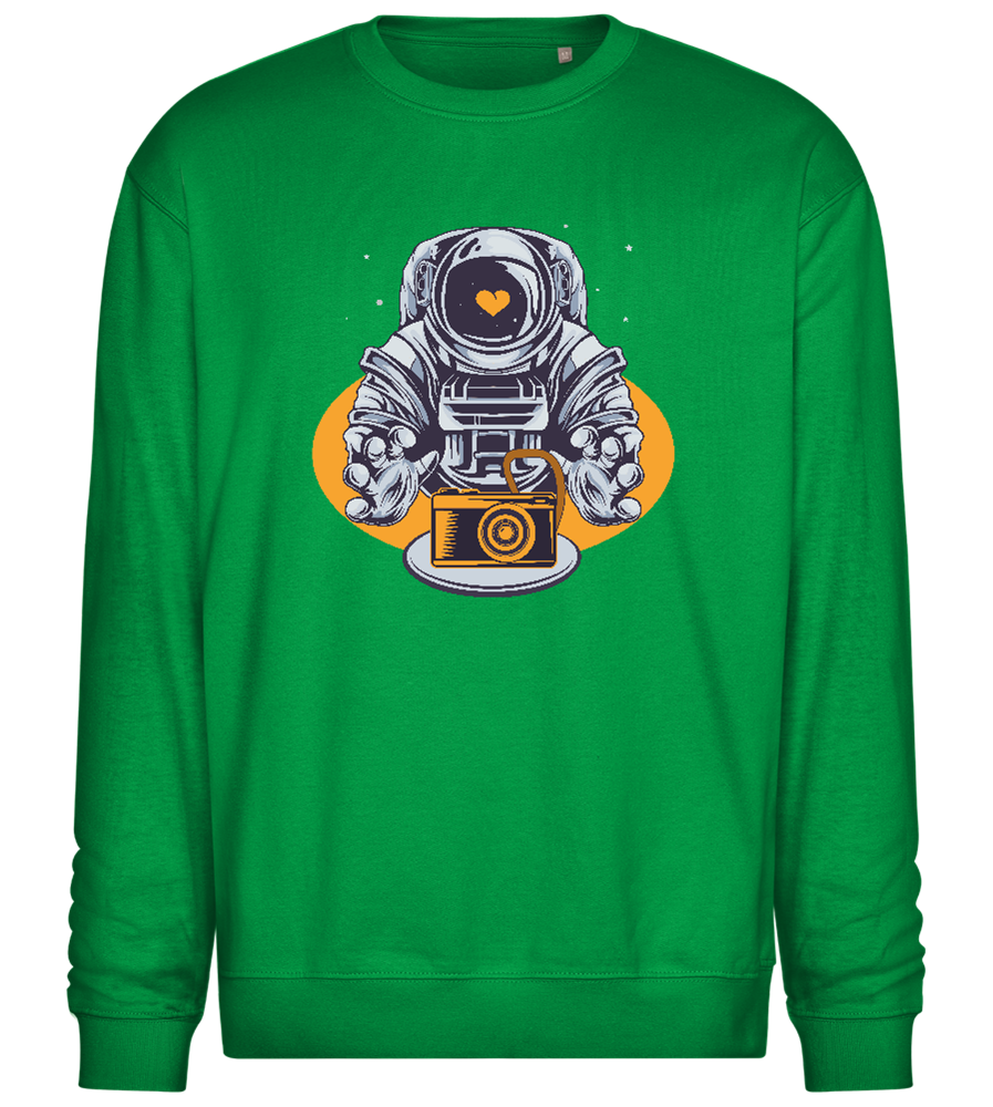 Spaceman Camera Design - Comfort Essential Unisex Sweater_MEADOW GREEN_front