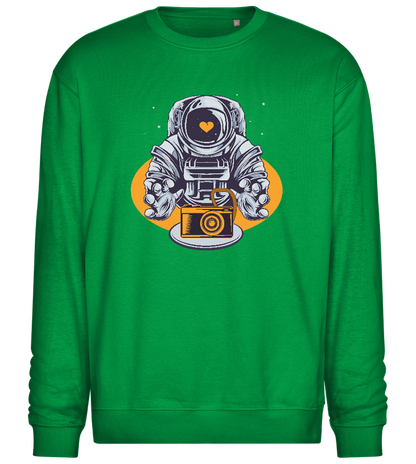 Spaceman Camera Design - Comfort Essential Unisex Sweater_MEADOW GREEN_front