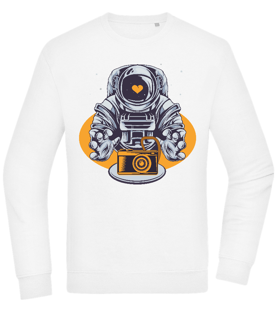 Spaceman Camera Design - Comfort Essential Unisex Sweater_WHITE_front