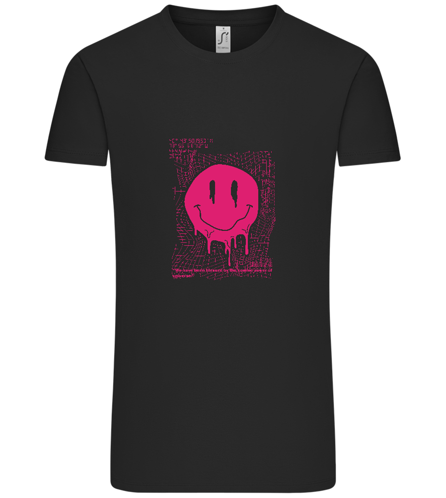 Distorted Pink Smiley Design - Comfort Unisex T-Shirt_DEEP BLACK_front