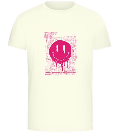 Distorted Pink Smiley Design - Comfort Unisex T-Shirt_ECRU_front