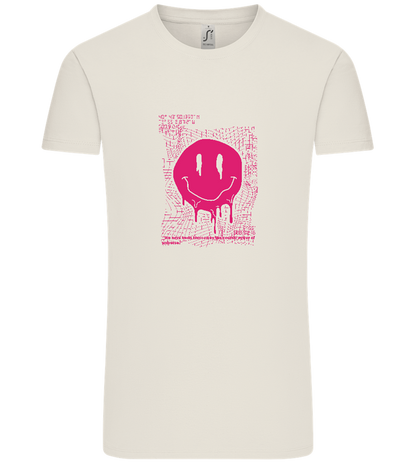 Distorted Pink Smiley Design - Comfort Unisex T-Shirt_ECRU_front