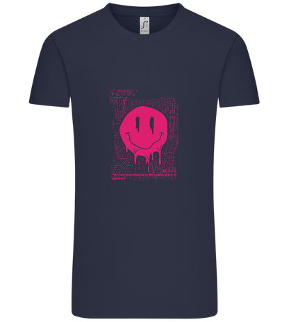 Distorted Pink Smiley Design - Comfort Unisex T-Shirt_FRENCH NAVY_front