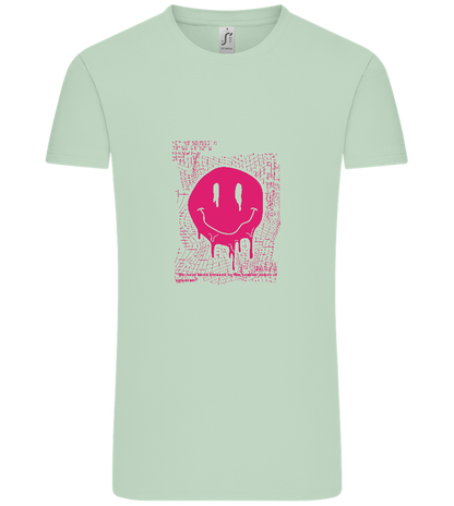 Distorted Pink Smiley Design - Comfort Unisex T-Shirt_ICE GREEN_front