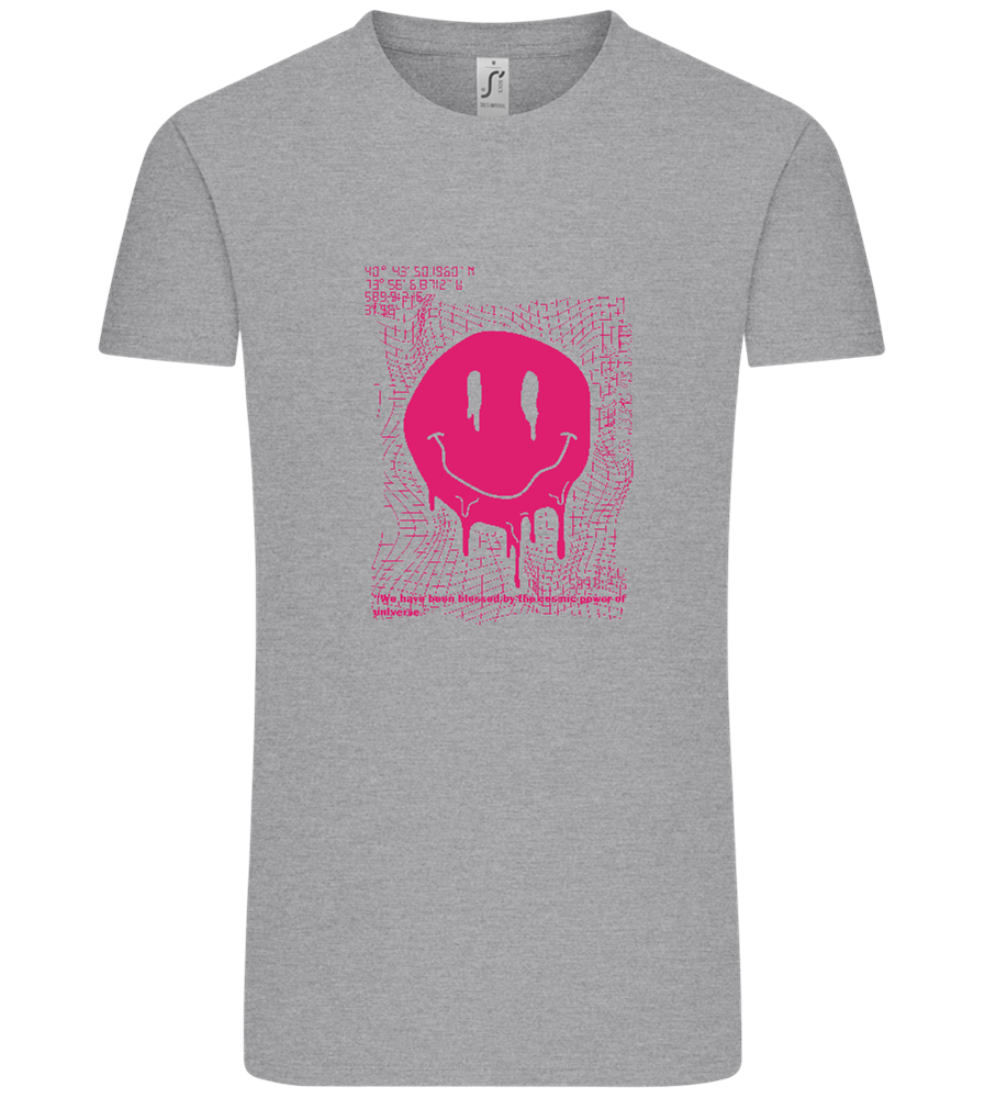 Distorted Pink Smiley Design - Comfort Unisex T-Shirt_ORION GREY_front