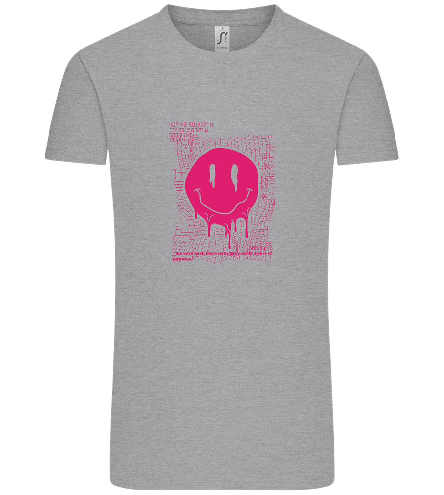 Distorted Pink Smiley Design - Comfort Unisex T-Shirt_ORION GREY_front