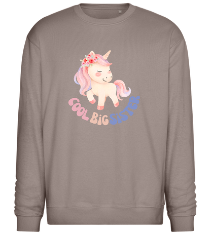 Cool Big Sister Unicorn Design - Comfort Essential Unisex Sweater_CHARCOAL CHIN_front