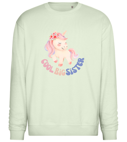 Cool Big Sister Unicorn Design - Comfort Essential Unisex Sweater_CREAMY GREEN_front