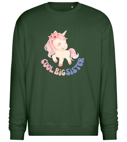 Cool Big Sister Unicorn Design - Comfort Essential Unisex Sweater_GREEN BOTTLE_front