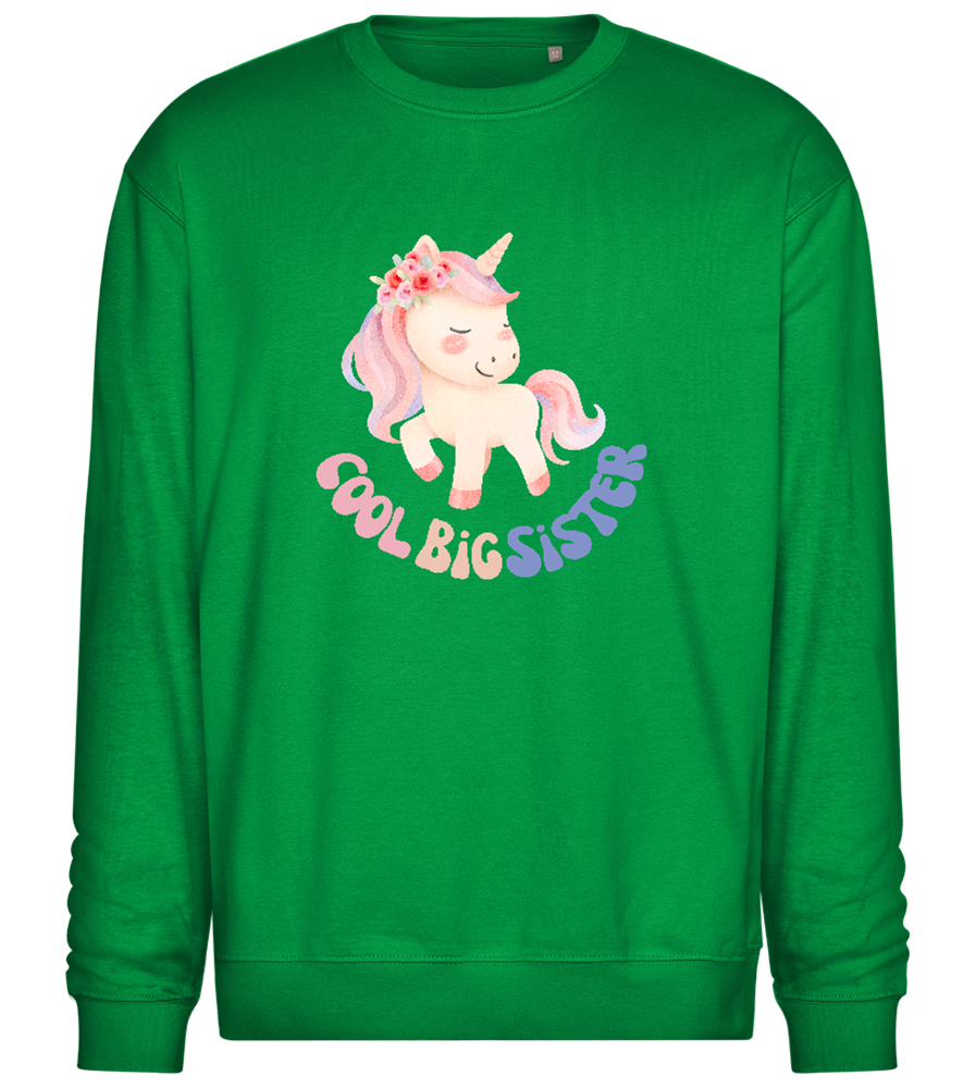 Cool Big Sister Unicorn Design - Comfort Essential Unisex Sweater_MEADOW GREEN_front