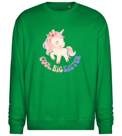 Cool Big Sister Unicorn Design - Comfort Essential Unisex Sweater_MEADOW GREEN_front