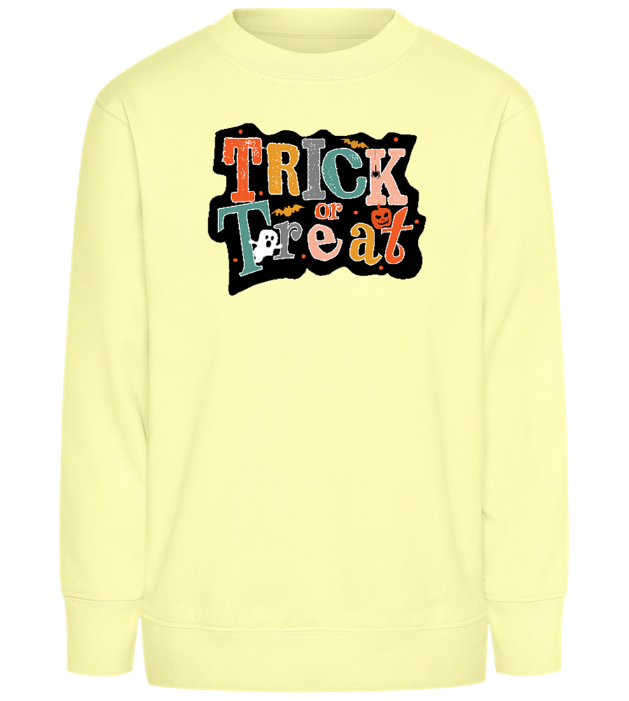 Spooky Trick or Treat Design - Comfort Kids Sweater_AMARELO CLARO_front