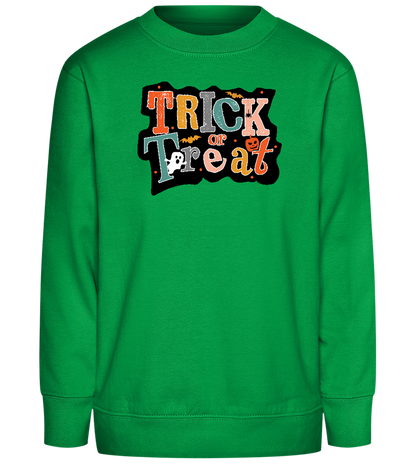 Spooky Trick or Treat Design - Comfort Kids Sweater_MEADOW GREEN_front