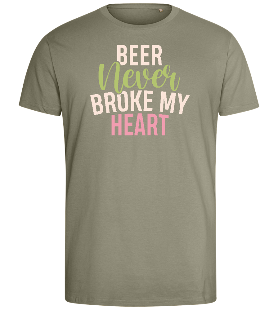 Never Broke My Heart Design - Comfort men's fitted t-shirt_KHAKI_front