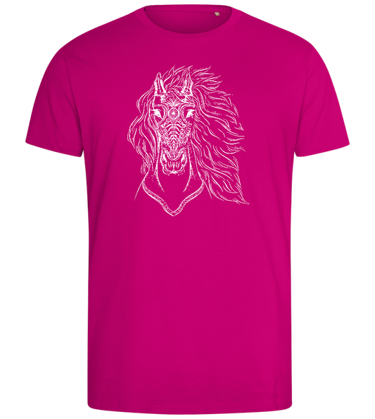 White Abstract Horsehead Design - Comfort men's fitted t-shirt_FUCHSIA_front