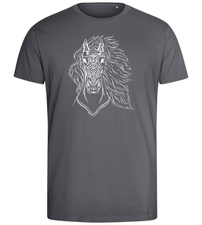 White Abstract Horsehead Design - Comfort men's fitted t-shirt_MOUSE GREY_front