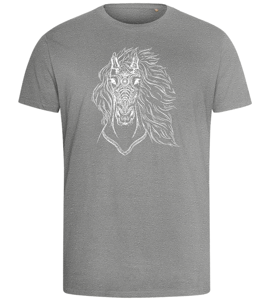 White Abstract Horsehead Design - Comfort men's fitted t-shirt_ORION GREY_front