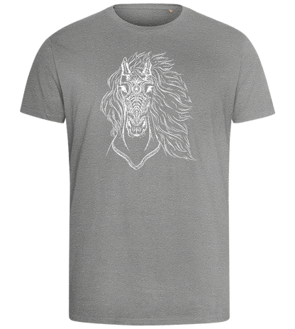 White Abstract Horsehead Design - Comfort men's fitted t-shirt_ORION GREY_front