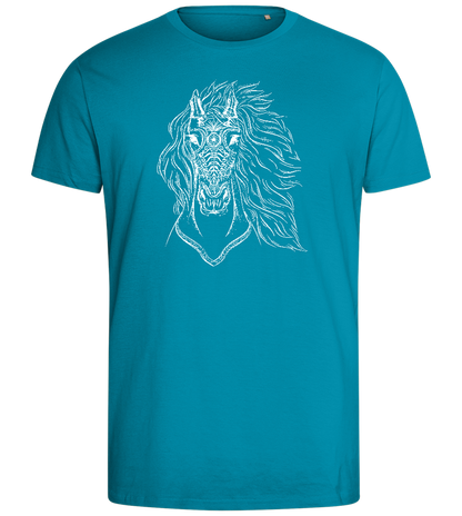 White Abstract Horsehead Design - Comfort men's fitted t-shirt_TURQUOISE_front