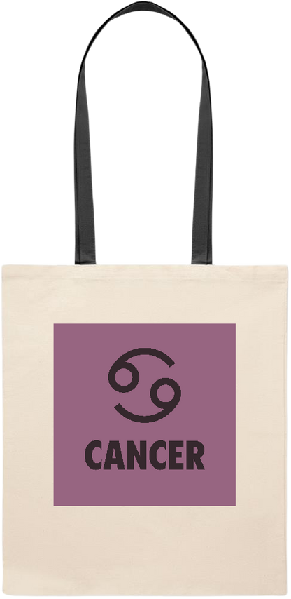 Zodiac Cancer Design - Essential colored handle tote bag_BLACK_front