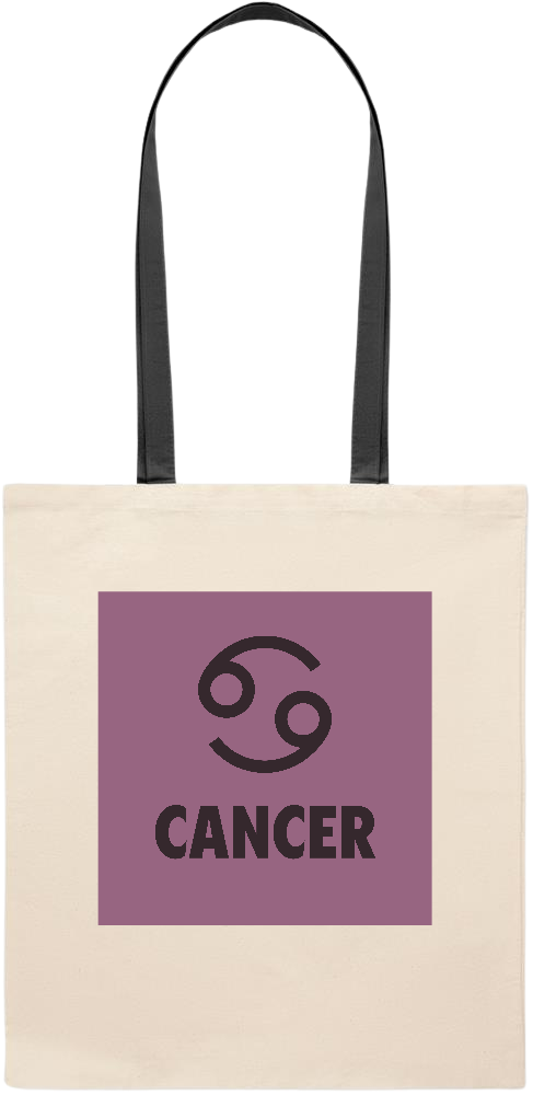 Zodiac Cancer Design - Essential colored handle tote bag_BLACK_front