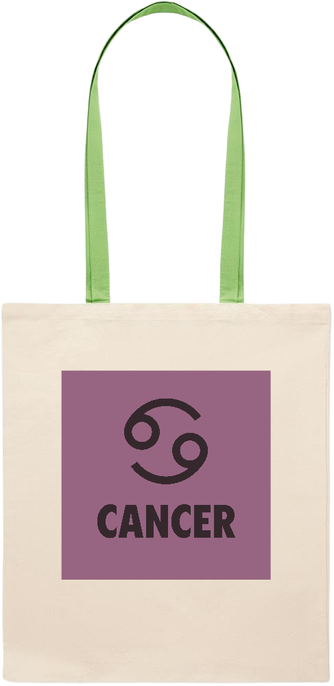 Zodiac Cancer Design - Essential colored handle tote bag_LIME_front