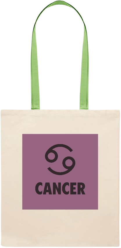 Zodiac Cancer Design - Essential colored handle tote bag_LIME_front