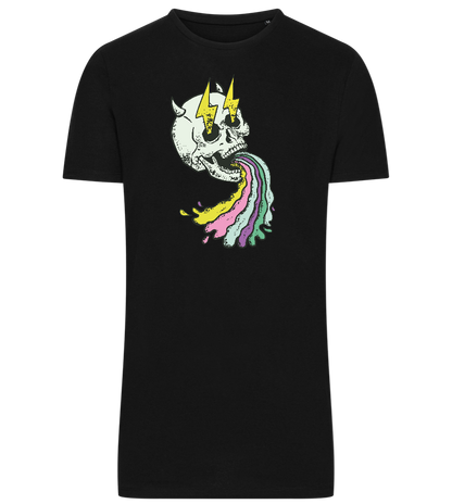 Rainbow Skull Thunders Design - Comfort men's long t-shirt_DEEP BLACK_front