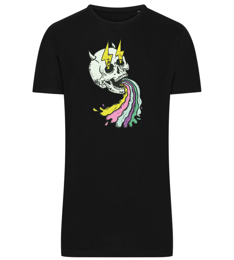 Rainbow Skull Thunders Design - Comfort men's long t-shirt_DEEP BLACK_front