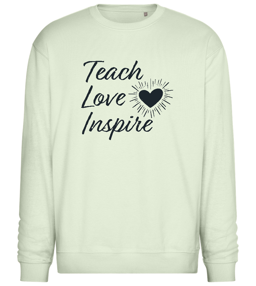 Teach Love Inspire Heart Design - Comfort Essential Unisex Sweater_CREAMY GREEN_front