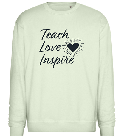 Teach Love Inspire Heart Design - Comfort Essential Unisex Sweater_CREAMY GREEN_front