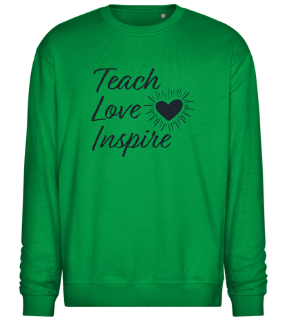 Teach Love Inspire Heart Design - Comfort Essential Unisex Sweater_MEADOW GREEN_front