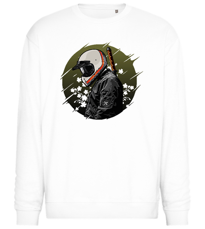 Urban Samurai Design - Comfort Essential Unisex Sweater_WHITE_front