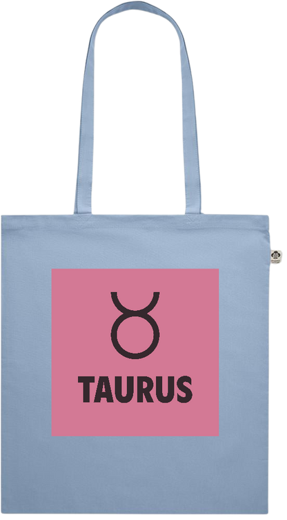 Zodiac Taurus Design - Premium colored organic cotton shopping bag_BABY BLUE_front