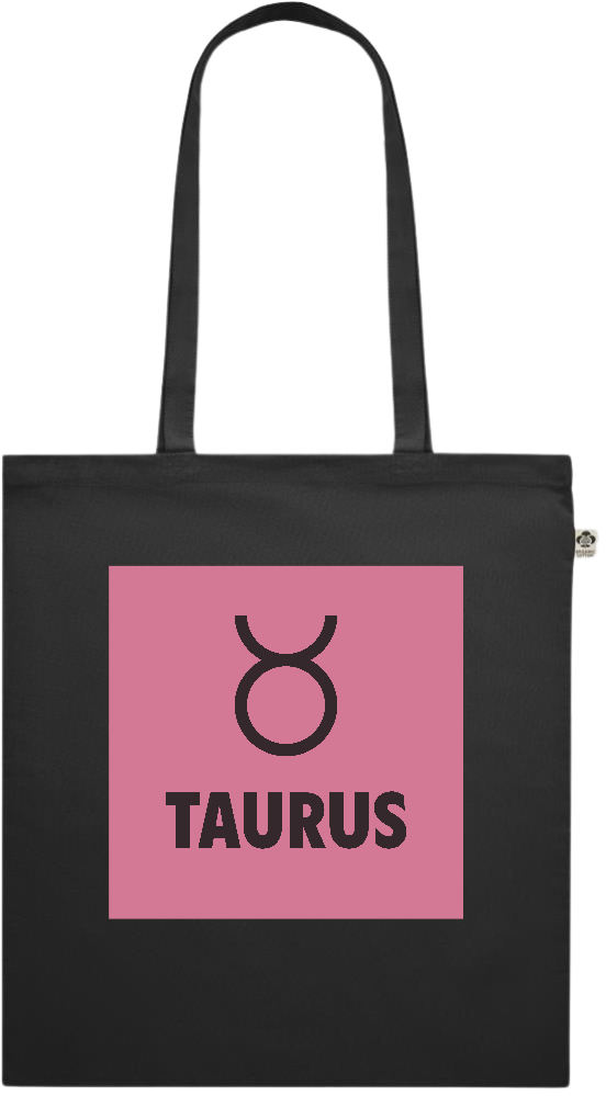 Zodiac Taurus Design - Premium colored organic cotton shopping bag_BLACK_front