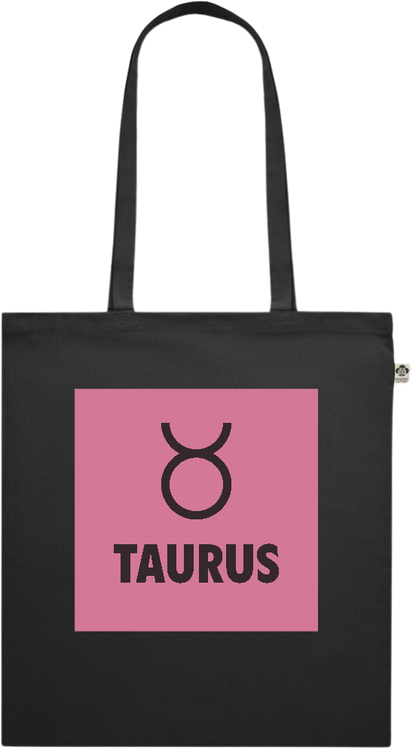 Zodiac Taurus Design - Premium colored organic cotton shopping bag_BLACK_front